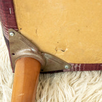 Midcentury Upholstered Stool Bench in Plaid