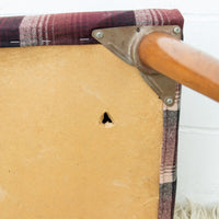 Midcentury Upholstered Stool Bench in Plaid