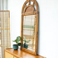 Large Dome Top Bamboo Mirror