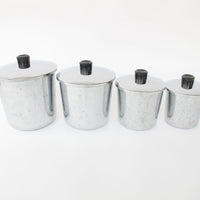 Set of 4 Travco Midcentury Chrome Kitchen Canisters with Lids