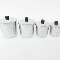 Set of 4 Travco Midcentury Chrome Kitchen Canisters with Lids