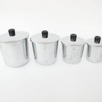 Set of 4 Travco Midcentury Chrome Kitchen Canisters with Lids