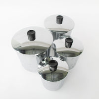 Set of 4 Travco Midcentury Chrome Kitchen Canisters with Lids