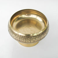 Large Vintage Brass Pedestal Bowl with Midcentury Modern Detailing