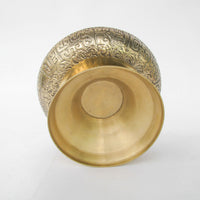 Large Vintage Brass Pedestal Bowl with Midcentury Modern Detailing