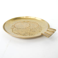 Brass Ashtray with 3 Etched Flower Design - Made in India