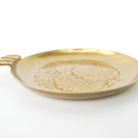Brass Ashtray with 3 Etched Flower Design - Made in India