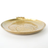 Brass Ashtray with 3 Etched Flower Design - Made in India