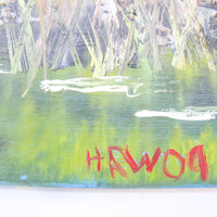 Frameless Canvas Vibrant Mountainscape Painting with Lake