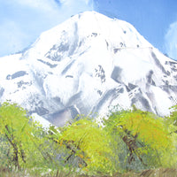 Frameless Canvas Vibrant Mountainscape Painting with Lake