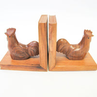 Solid Wood Hen Bookends
