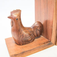 Solid Wood Hen Bookends