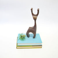 Deer Ram Primitive Burnt Wood Brutalist Midcentury Wood Sculpture
