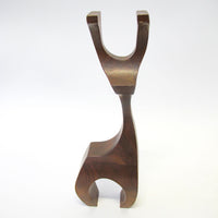 Deer Ram Primitive Burnt Wood Brutalist Midcentury Wood Sculpture
