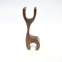 Deer Ram Primitive Burnt Wood Brutalist Midcentury Wood Sculpture
