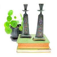 Enameled Brass Candlesticks from Israel