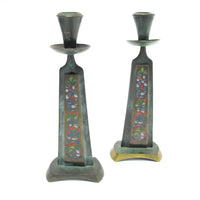 Enameled Brass Candlesticks from Israel