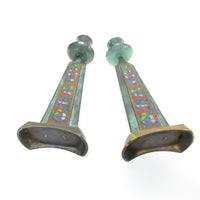 Enameled Brass Candlesticks from Israel