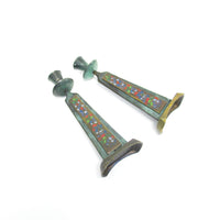 Enameled Brass Candlesticks from Israel