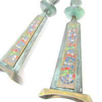 Enameled Brass Candlesticks from Israel