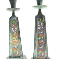 Enameled Brass Candlesticks from Israel