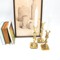 Set of 3 Brass Moroccan Candlesticks