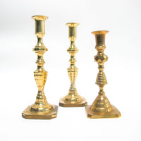 Set of 3 Brass Moroccan Candlesticks