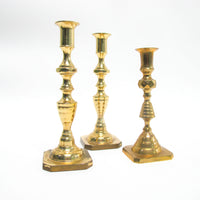 Set of 3 Brass Moroccan Candlesticks