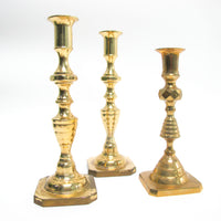 Set of 3 Brass Moroccan Candlesticks