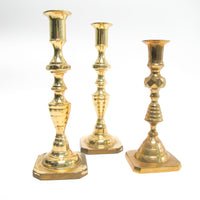 Set of 3 Brass Moroccan Candlesticks