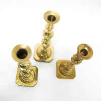Set of 3 Brass Moroccan Candlesticks