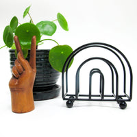 Black Midcentury Rainbow Shaped Metal Organizer with Nubby Legs