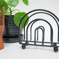 Black Midcentury Rainbow Shaped Metal Organizer with Nubby Legs