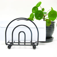 Black Midcentury Rainbow Shaped Metal Organizer with Nubby Legs