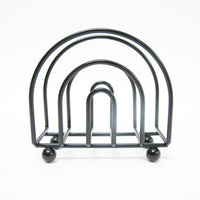 Black Midcentury Rainbow Shaped Metal Organizer with Nubby Legs