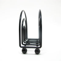Black Midcentury Rainbow Shaped Metal Organizer with Nubby Legs