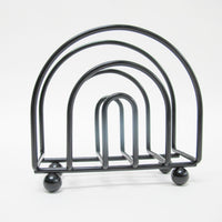 Black Midcentury Rainbow Shaped Metal Organizer with Nubby Legs