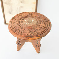 Small Teak Table with White Shell Inlay