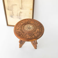 Small Teak Table with White Shell Inlay