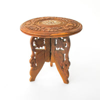 Small Teak Table with White Shell Inlay