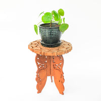 Large Teak Table with Lattice Detailing