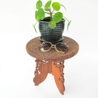 Medium Teak Table with Taj Mahal Detailing