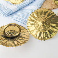 Set of 8 Brass Sunflower Napkin Holders