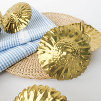 Set of 8 Brass Sunflower Napkin Holders