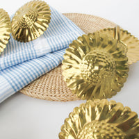 Set of 8 Brass Sunflower Napkin Holders