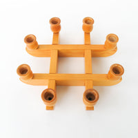 Kriss Cross Wood Swedish Candlestick Holders