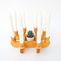 Kriss Cross Wood Swedish Candlestick Holders