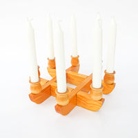 Kriss Cross Wood Swedish Candlestick Holders