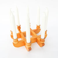 Kriss Cross Wood Swedish Candlestick Holders