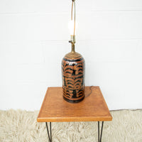 Vintage Ceramic Lamp with Copper and Black Swirl Neutral Base